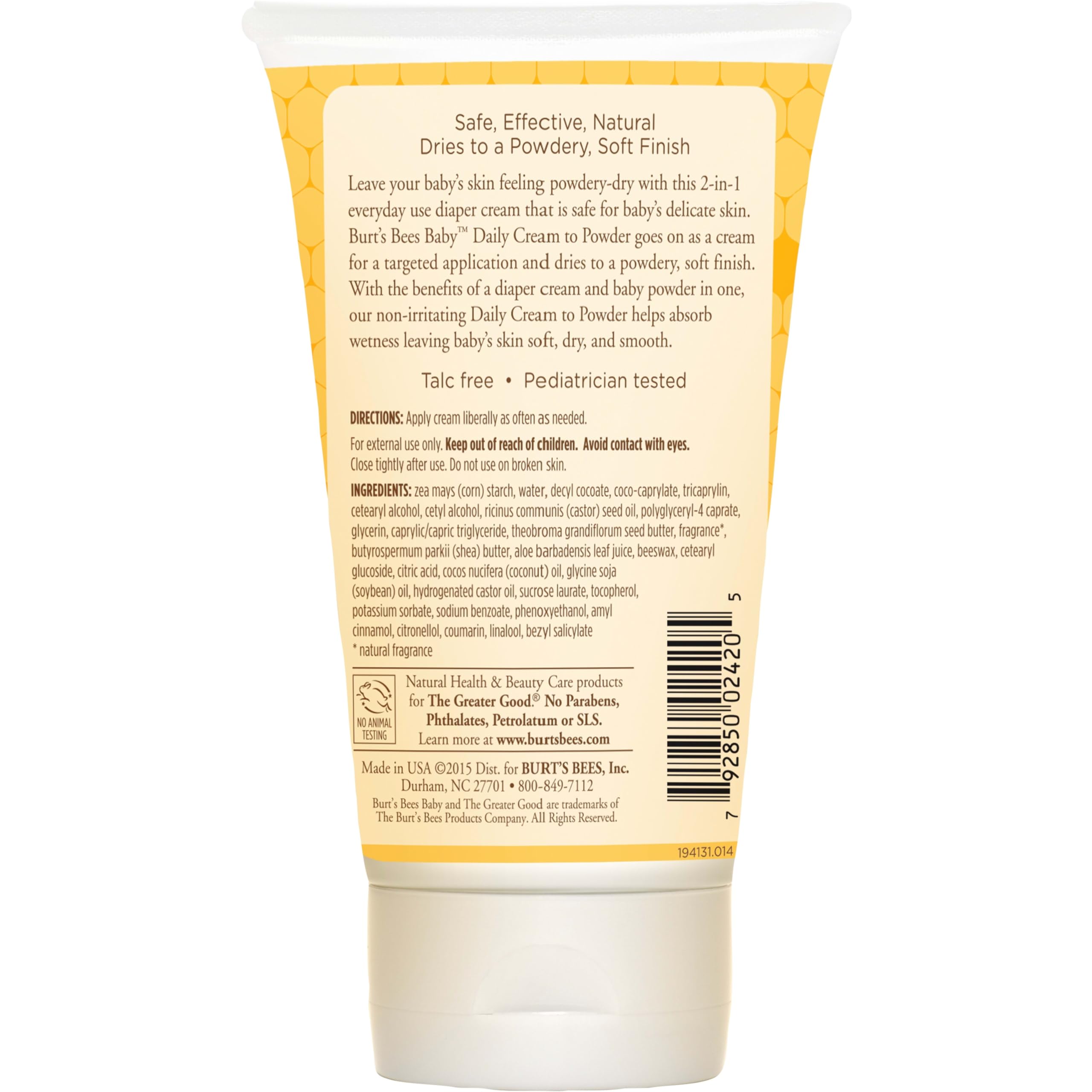 Burt's Bees Baby 2-in-1 Diaper Cream and Powder with Shea Butter, Pediatrician Tested, 4 Ounces