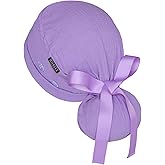 Ponytail Scrub Cap for Women – Solid Lavender Surgical Cap with Buttons, Cotton Ponytail Scrub Caps, Adjustable Surgical Hat for Women to Secure Long Hair
