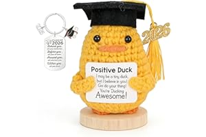 2 PCS Graduation Gifts Set Class of 2026, Inspirational Positive Duck with Keychain, Cap and Greeting Card, Cute Handmade Funny Emotional Support Pickle for Her Him High School College