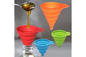 Funnels for Kitchen Use Set of 4, Collapsible Kitchen Funnels for Filling Bottles, Food Grade Silicone, Kitchen Gadgets, Fold