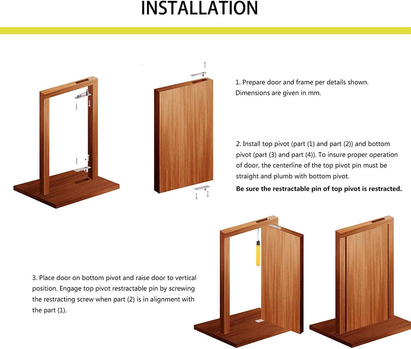 TamBee 2Pack Door Pivot Hinges Heavy Duty Hinges for Wood Doors 360