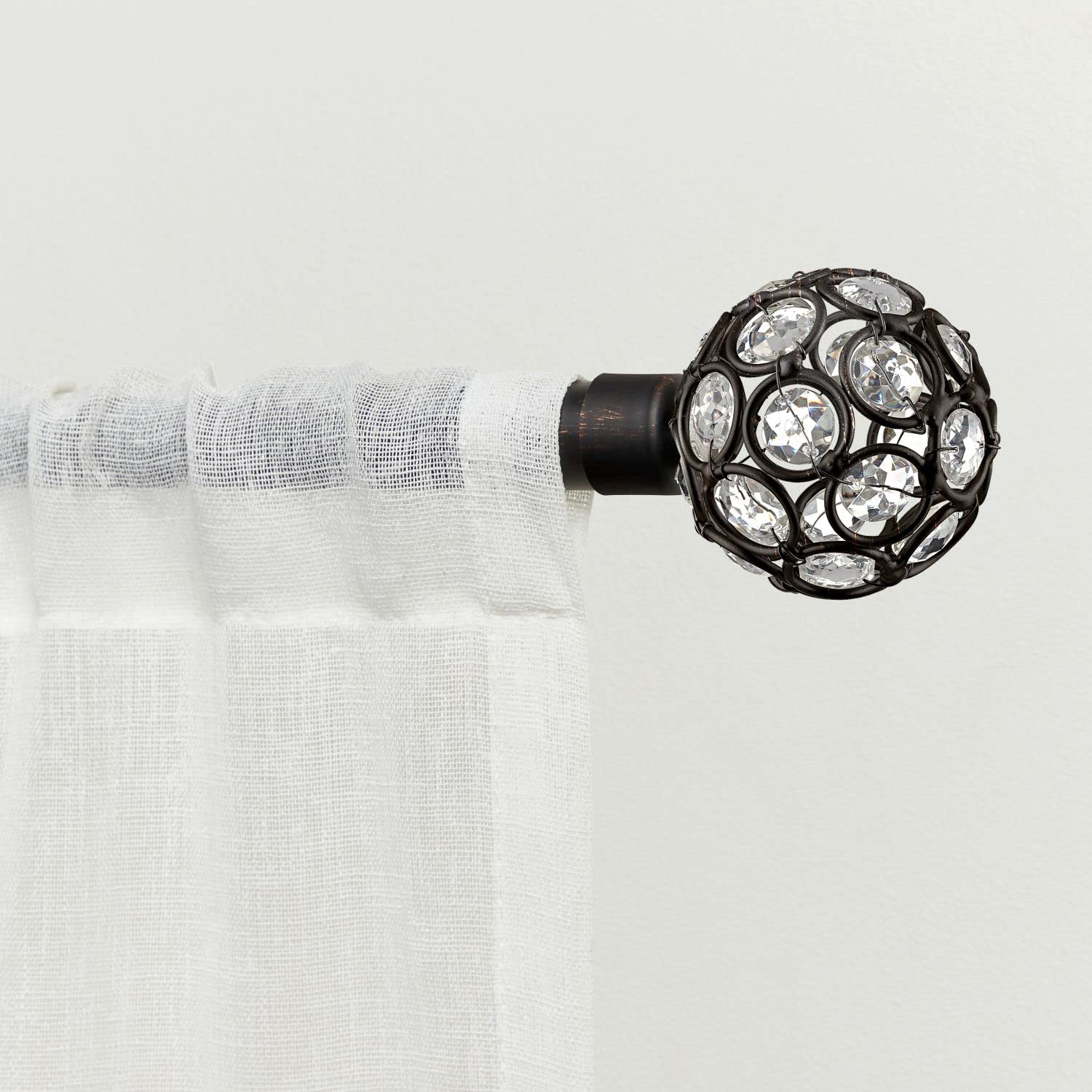 Exclusive Home Rings 1″ Curtain Rod and Coordinating Finial Set, Oil Rubbed Bronze, Adjustable 66″-120″