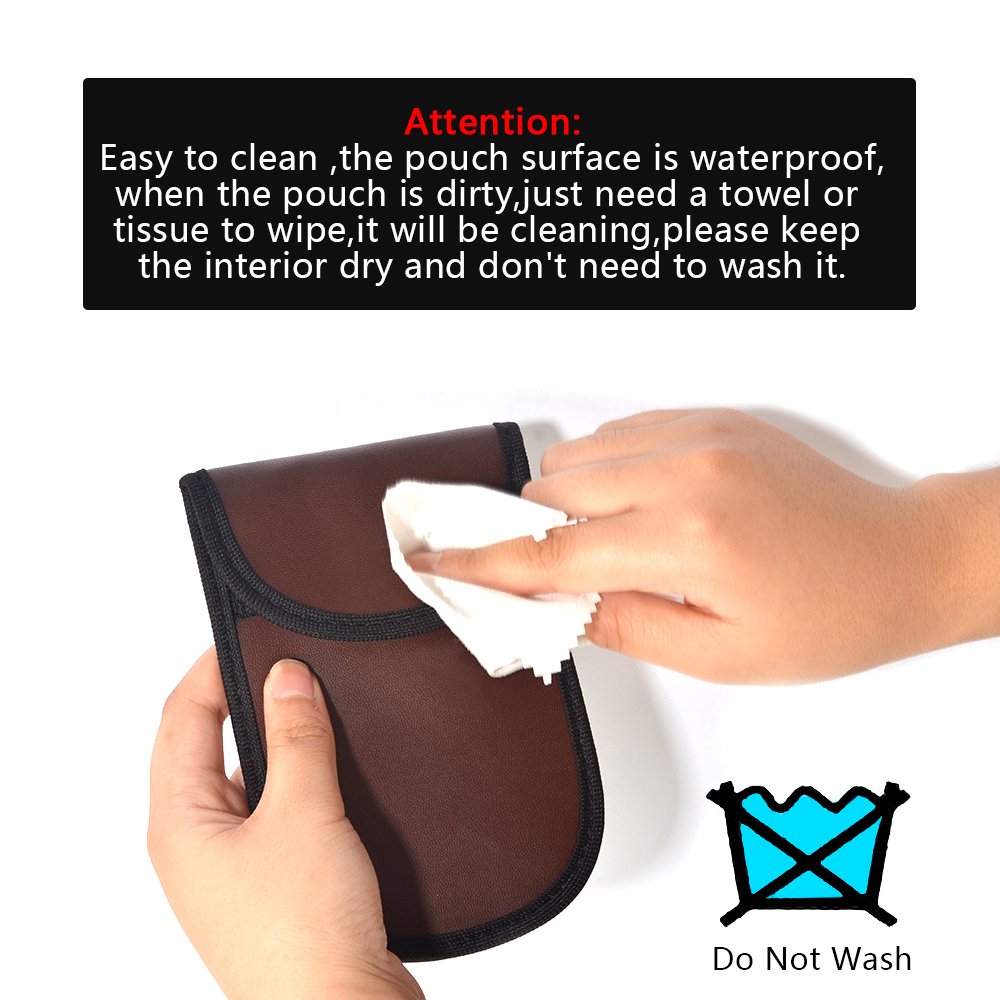 Keyless Car Key Signal Blocker Pouch,Yishik Signal Jamming Bag with RPF for Road Safety Anti-tracking Privacy Security EMF Protection Leather Waterproof Surface(Brown)