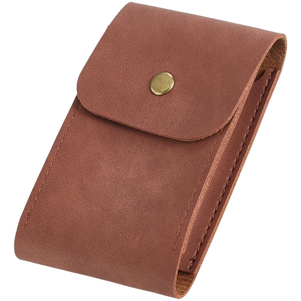 CALFOVERA Multipurpose PU Leather Playing Card Case Single Deck Leather Playing Card Holder Box Pouch Dark Brown Compatible Wallet with Snap Button for Poker Bridge Board Games Travel Accessory — image 1
