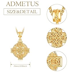 ADMETUS Gold Celtic Cross Necklace Sterling Silver