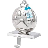 BIRDROCK HOME Christmas Stocking Holders for Mantle - Weighted Metal Hanger for Stockings &amp; Holiday Decor - Sturdy Metal Hook for Fireplace, Staircase &amp; Shelf - Non-Scratch Base - Dog Paw Print