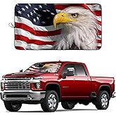SEPORUD Windshield Sun Shade New American Eagle Flag USA Patriotic Design - Folding Car Front Window Sunshade for Cars SUV Trucks, Max UV Blocking and Keep The Vehicle Cool