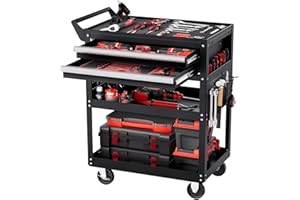 VEVOR 5-Tier Tool Cart with Wheels, 400 lbs Load Capacity, Rolling Work Cart with 2 Drawers & Pegboard, Mechanic Tool Storage