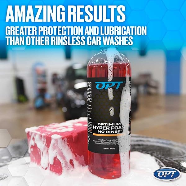 OPTIMUM HYPER FOAM ONR RINSELESS FOAMING CAR WASH SOAP – SPRAY-ON, AGITATE, NO RINSE, AND DRY – RINSELESS CAR WASH WITH FOAM AND POLYMERS (8 OZ.)