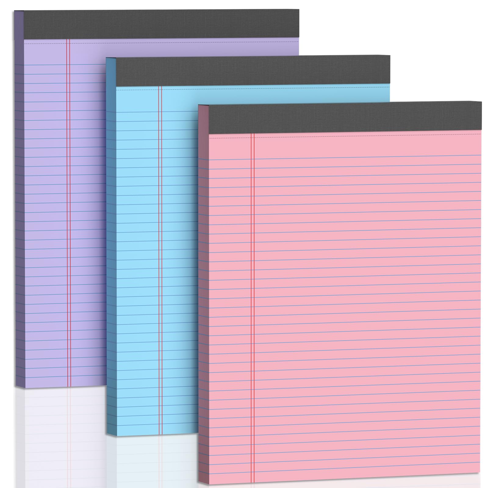 Photo 1 of 3 Pack Legal Pads 8.5 X11, College Ruled Notebook, 150 Sheets Colored Note Pad, Writing Pads 8.5x11, Tear Off Notepad, Lined Paper, Notebook Paper for Office Home School, 50 Sheet/Pad