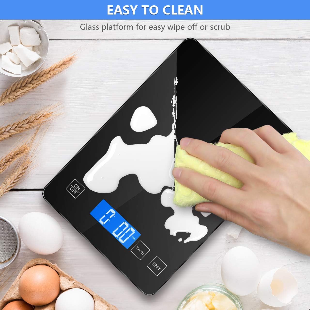 Nicewell Food Scale Digital Weight Grams and oz, 22lb Kitchen Scale for Cooking Baking, 1g/0.1oz Precise Graduation, Sleek Tempered Glass Platform: Industrial & Scientific