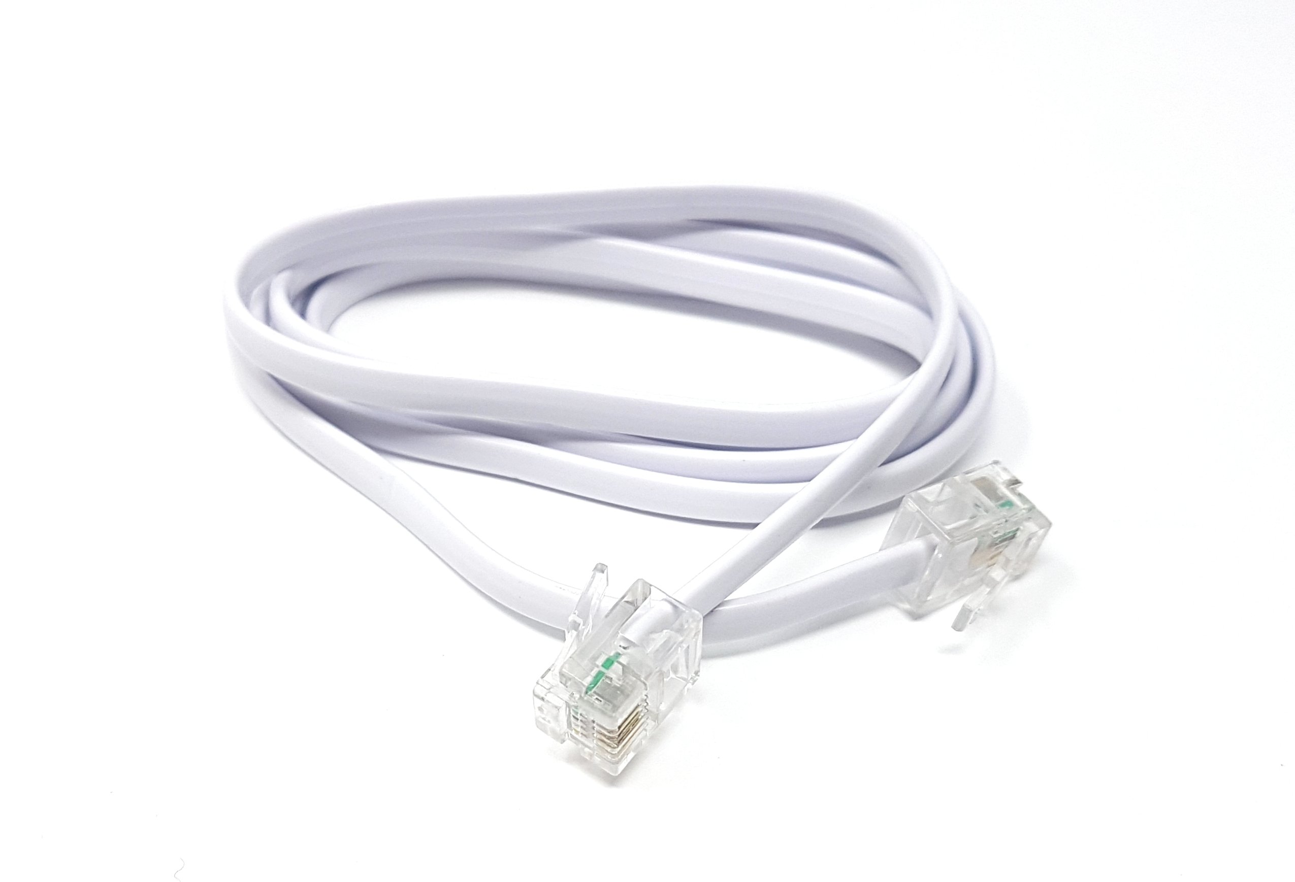 Maincore 1m Long White FLAT ADSL High Speed Broadband Modem Cable RJ11 to RJ11 (Available in 1m, 2m, 3m, 5m, 10m, 15m, 20m, 30m) — image 1