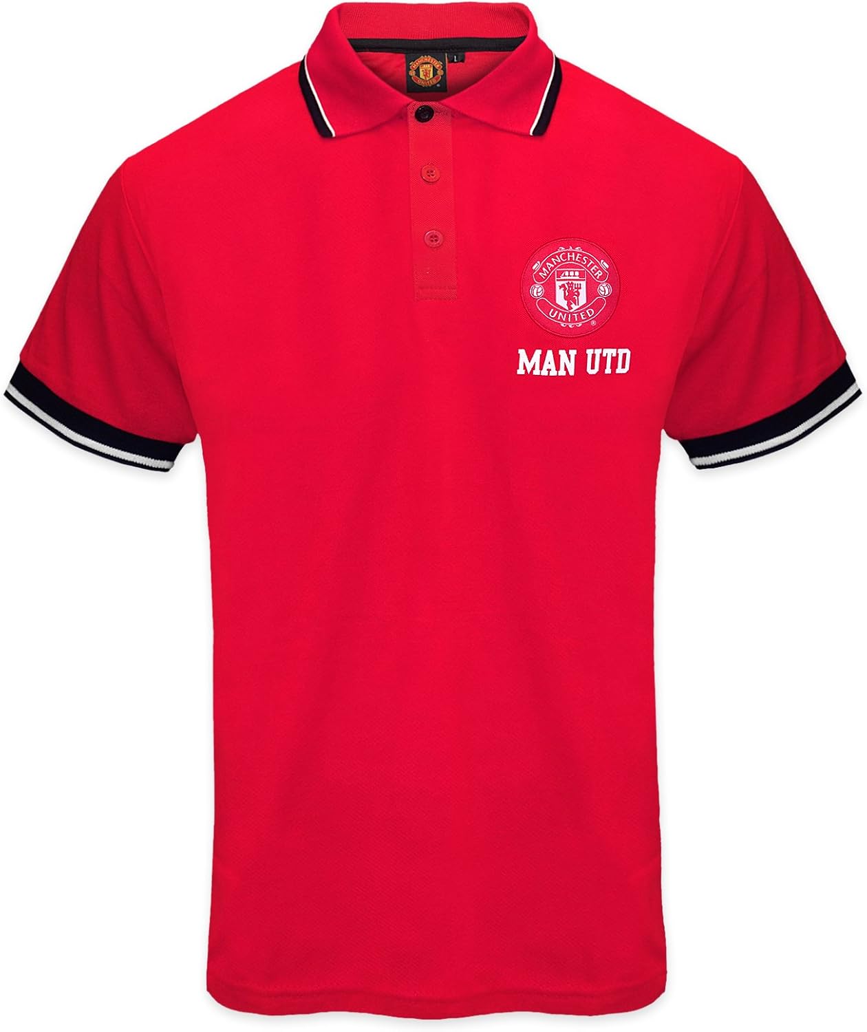 Manchester United Fc Official Gift Mens Crest Polo Shirt Black Text Small Amazon Co Uk Clothing