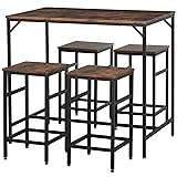 HOMCOM 5-Piece Industrial Dining Table Set, Bar