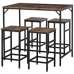 HOMCOM 5-Piece Industrial Dining Table Set, Bar