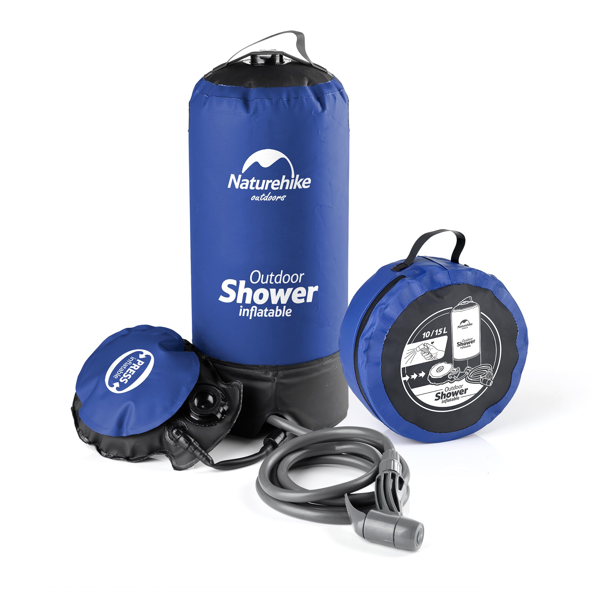 Naturehike 11L Portable Pressure Shower with Foot Pump Camping Solar Shower with Shower Nozzle for Camping, Hiking Trip, Backpacking, Beach, Travel,Car only 1 kg