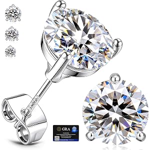 adoyi Moissanite Diamond Stud Earrings for Women 925 Sterling Silver Post 18K Gold Plated Earring Hypoallergenic Dainty Flat