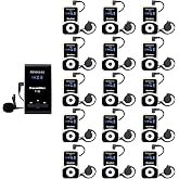 Retekess T130 Wireless Tour Guide System, Tour Guide Headsets(1TX 15RX) | for Factory, School, Church, Travel, Easy to Set Up, Clear Sound Quality, Portable and Durable