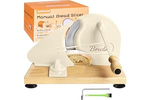 【Upgraded】Manual Bread Slicer for Homemade Sourdough, Metal Guide & Adjustable Thickness, Hand Crank with Scale Line and Suct