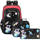 Dsoplvn 3-in-1 Kids Backpack with Lunch Bag and Pencil Case for Teens Middle School, 17" Large Capacity Space Design
