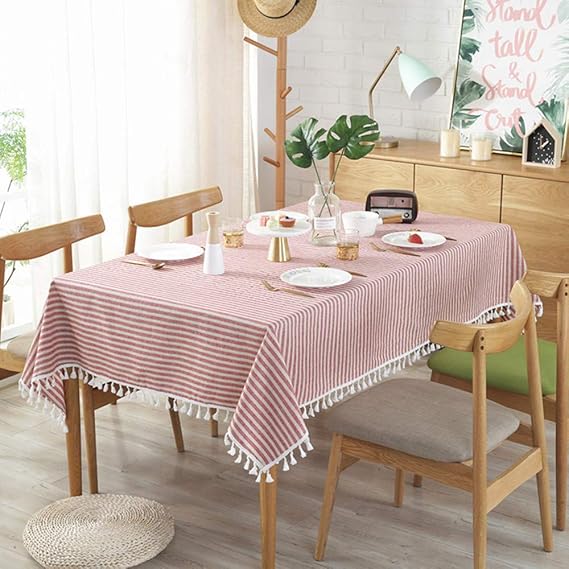 DXSX Modernes und einfach, Blau, Rot, Beige Tischdecke rechteckig Tischdecke Hochzeit Tischdecke, Leinen Tischdecke Multi Grö