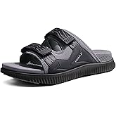 KuaiLu Mens Orthotic Sandals Athletic Thick Cushion Recovery Sport Slides Adjustable Strap Open Toe Walking Sandles With Comfortable Plantar Fasciitis Arch Support