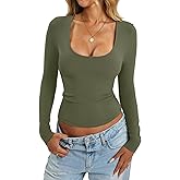 Eachyes Womens Tight Long Sleeve Shirts Scoop Neck Tops Y2K Basic Slim Fit Going Out Fall Fashion Clothes 2026