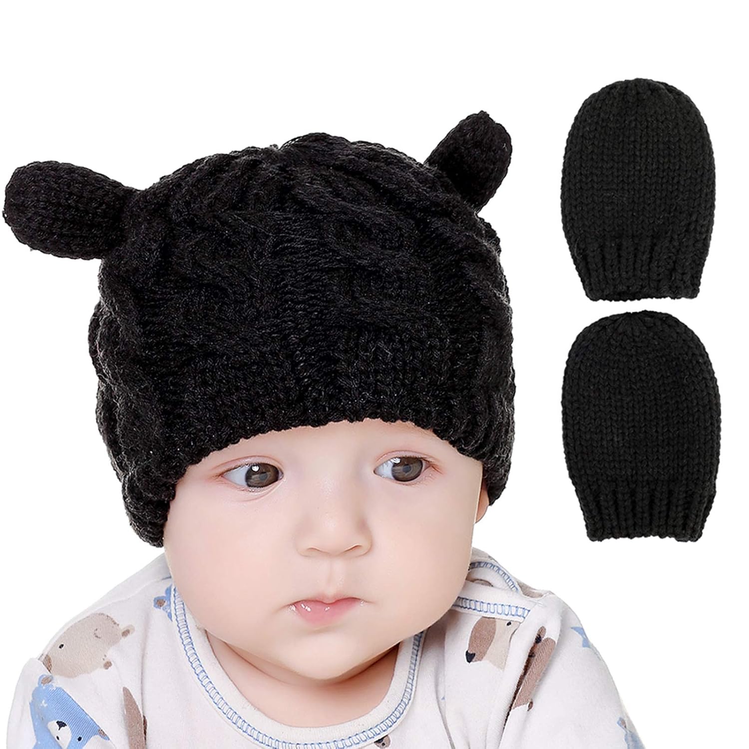 Buy Baby Boy Winter Hat and Mitten Set Knit Infant Hats Baby Beanies for Newborn Boys Girls