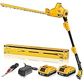 Alloyman 20V MAX Pole Hedge Trimmer,Telescoping Pole Hedge Trimmer,with 2 Packs 2.0Ah Batteries & Charger,8 Feet Hedge Trimmer for Shrubs Pruning