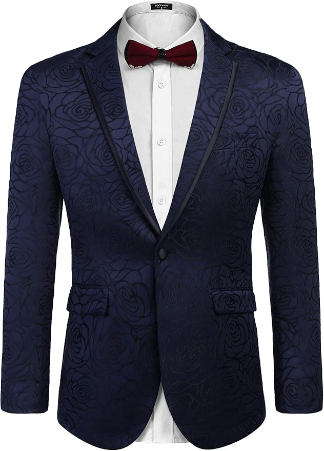 COOFANDY Men's Rose Floral Suit Jacket Blazer Weddings Prom Party