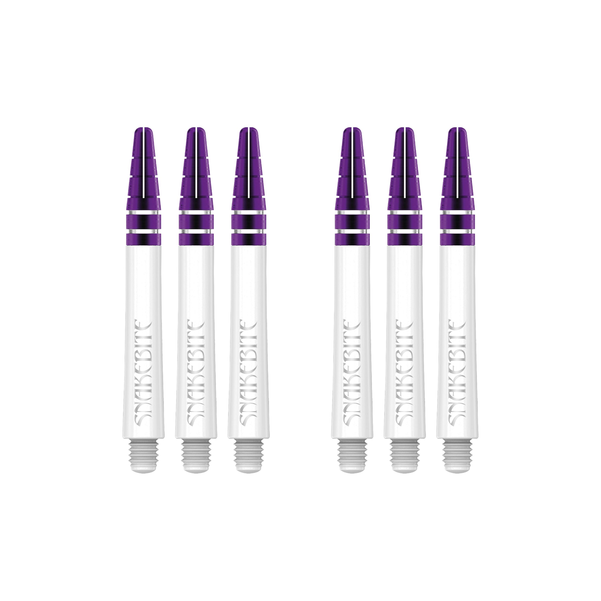RED DRAGON Peter Wright Snakebite Nitrotech Medium White and Purple Stems - 2 sets per pack (6 stems in total)