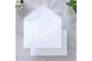 PONATIA 50 Pack A1 Envelopes, 3.62 x 5.2'' White Envelopes Perfect for Weddings Card, RSVP Cards, Christmas Gift Cards Envelope, Baby Showers, Thank You Notes, Photos and any 3.5x5" inserts