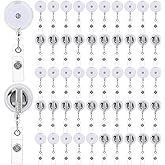 100pcs Retractable Badge Reels Bulk,Translucent Clear Round Badge Holders Clip with Swivel Alligator Clip for Students Teachers Office Workers