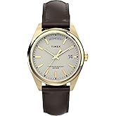 Timex Women's Legacy 36mm Watch - Brown Strap Cream Dial Gold-Tone Case