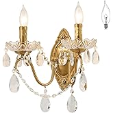 Ondersley Crystal Wall Sconce, Gold Wall Sconces, Gold Sconces Wall Set of 2, for Living Room, Bedroom, Bathroom,Vanity