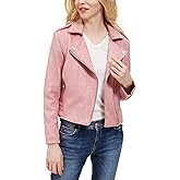 CHARTOU Women's Fall 2023 Fashion Faux Suede Leather Casual Moto Biker Jacket Coats