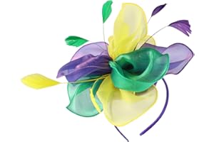 Myjoyday Women's Fascinators Hat for Tea Party Church Cocktail, Feathers Veil Headband with Hair Clip