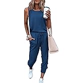 PRETTYGARDEN Women's Two Piece Outfit Sets Casual Summer Sleeveless Matching Lounge Wear Spring Travel Clothes Tracksuit