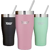 Healthy Human Stainless Steel Tumbler with Straw & Lid | Splash Proof Insulated Travel Cup | Eco-Friendly Coffee Tumblers | Water Cups with Straws Cleaner and Splash Proof Lids (32oz, Petal Pink)