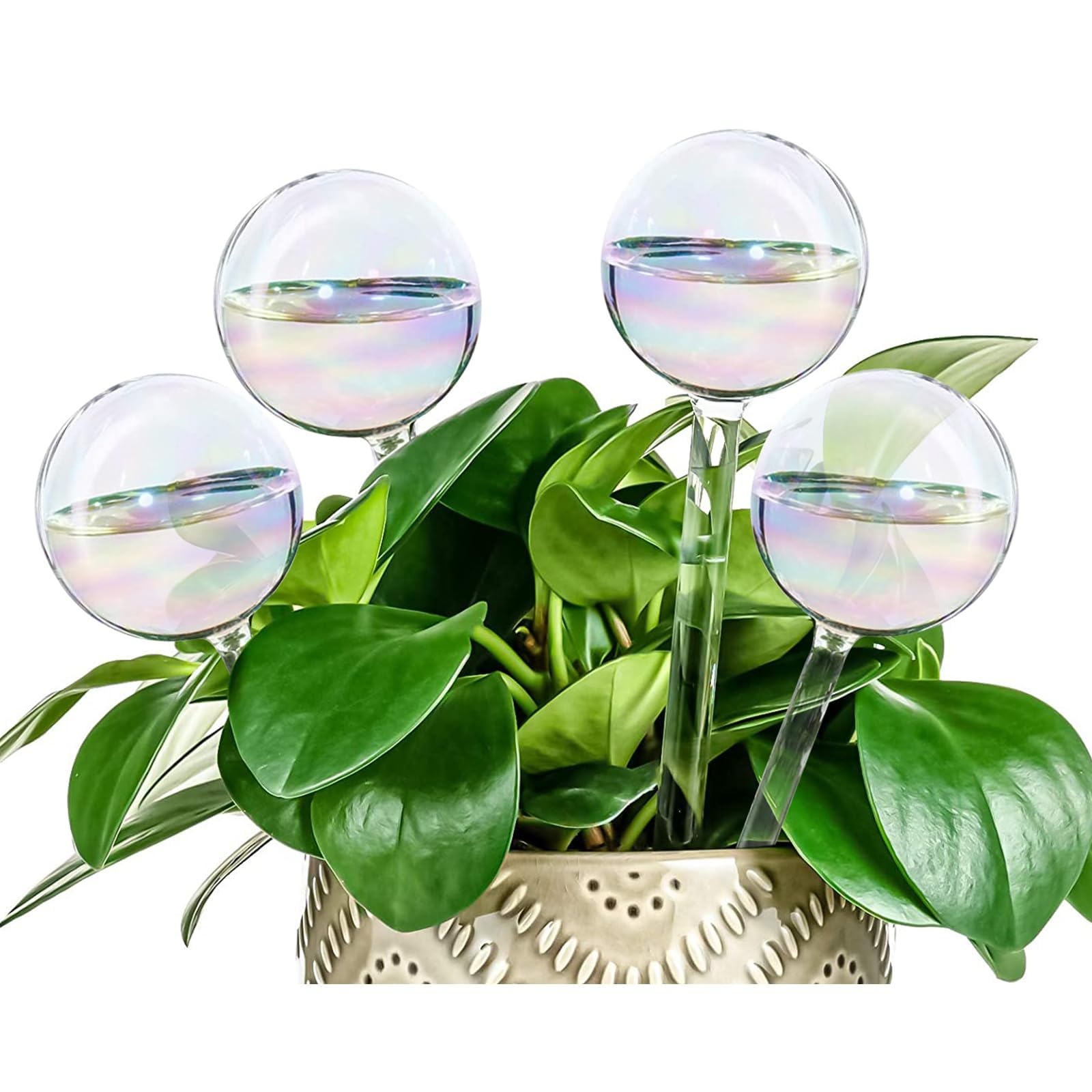 HurLuksi 4Pcs Plant Watering Globes, Self Watering Globes, Colorful Glass Plant Watering Devices, Automatic Watering Bulbs for Indoor and Outdoor Plants Accessories.