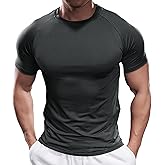 Fioboc Compression Shirts for Men Active Crew Neck Tee Moisture Wicking Quick Dry Mens Workout Shirts S-4XL