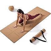 Laude Cork Yoga Mat + Ball Set – Sustainable Non Slip Yoga Mat with Strap – Thick Yoga Mat, Pilates Mat Thick & Workout Mat –