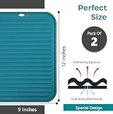 Linda's Essentials Silicone Trivets 2 Pack 30x23cm Teal Heat Resistant view 4