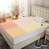 Bwarm Multizone Heated Mattress Pad Queen, Electric Mattress Pad Sherpa Fleece Bed Warmer with 9 Heat Settings, 1-12 Hours Auto Off Deep Pocket, Machine Washable, Wave White Queen 60" x 80"