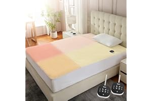 Bwarm Multizone Heated Mattress Pad King, Electric Mattress Pad Sherpa Fleece Bed Warmer with 9 Heat Settings, 1-12 Hours Auto Off Deep Pocket, Machine Washable, Wave White King 78" x 80"