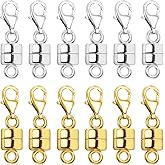 OHINGLT Magnetic Necklace Clasp Extra Strong, Gold and Silver Plated Magnet Jewelry Clasps Converters, Bracelet Extender for Women Seniors