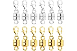 OHINGLT Magnetic Necklace Clasp Extra Strong, Gold and Silver Plated Magnet Jewelry Clasps Converters, Bracelet Extender for Women Seniors