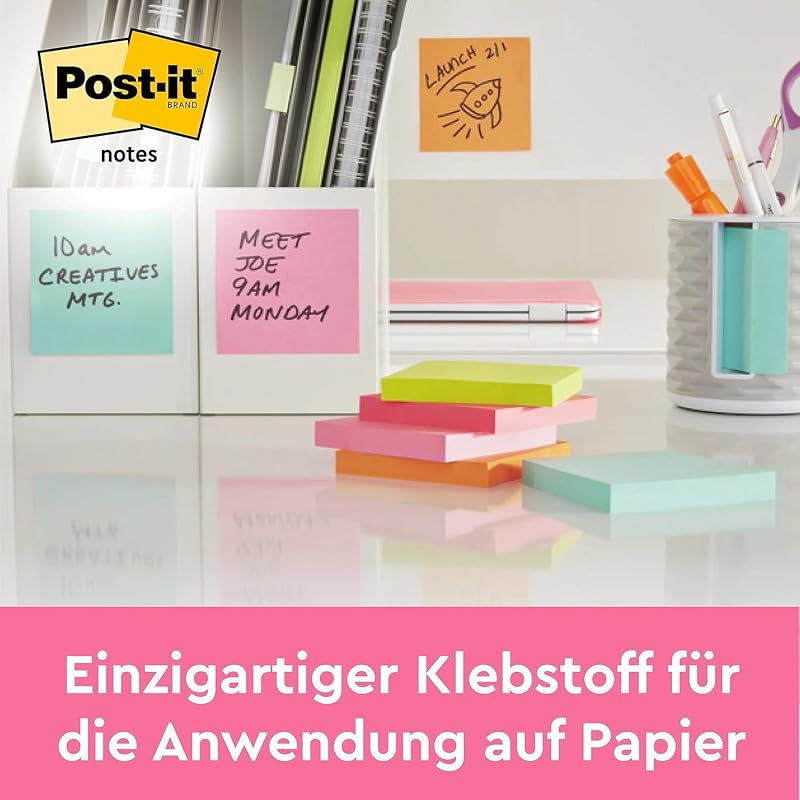 Notes Mini-Würfel, 400 Blatt, 51 x 51 mm, Blau, Grün, Pink, Gelb