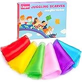 Cikyner Juggling Scarves, 6 Pcs Colorful Chiffon Cloths 60x60cm Dance Scarves Juggling Cloths for Dance Gymnastic Clothes Dance Towels for Indoor & Garden Dancing, Juggling, Sensory Game for Children