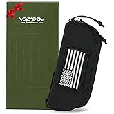 VOZAPOW Tactical Molle Glasses Case, Shockproof Eyeglasses Case Hard Shell 1000D Nylon with Zipper and Clip